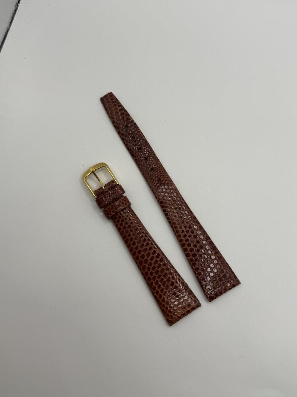 16mm KREISLER Genuine Lizard Honey NOS Vintage Watch Band & Gold-Tone Buckle